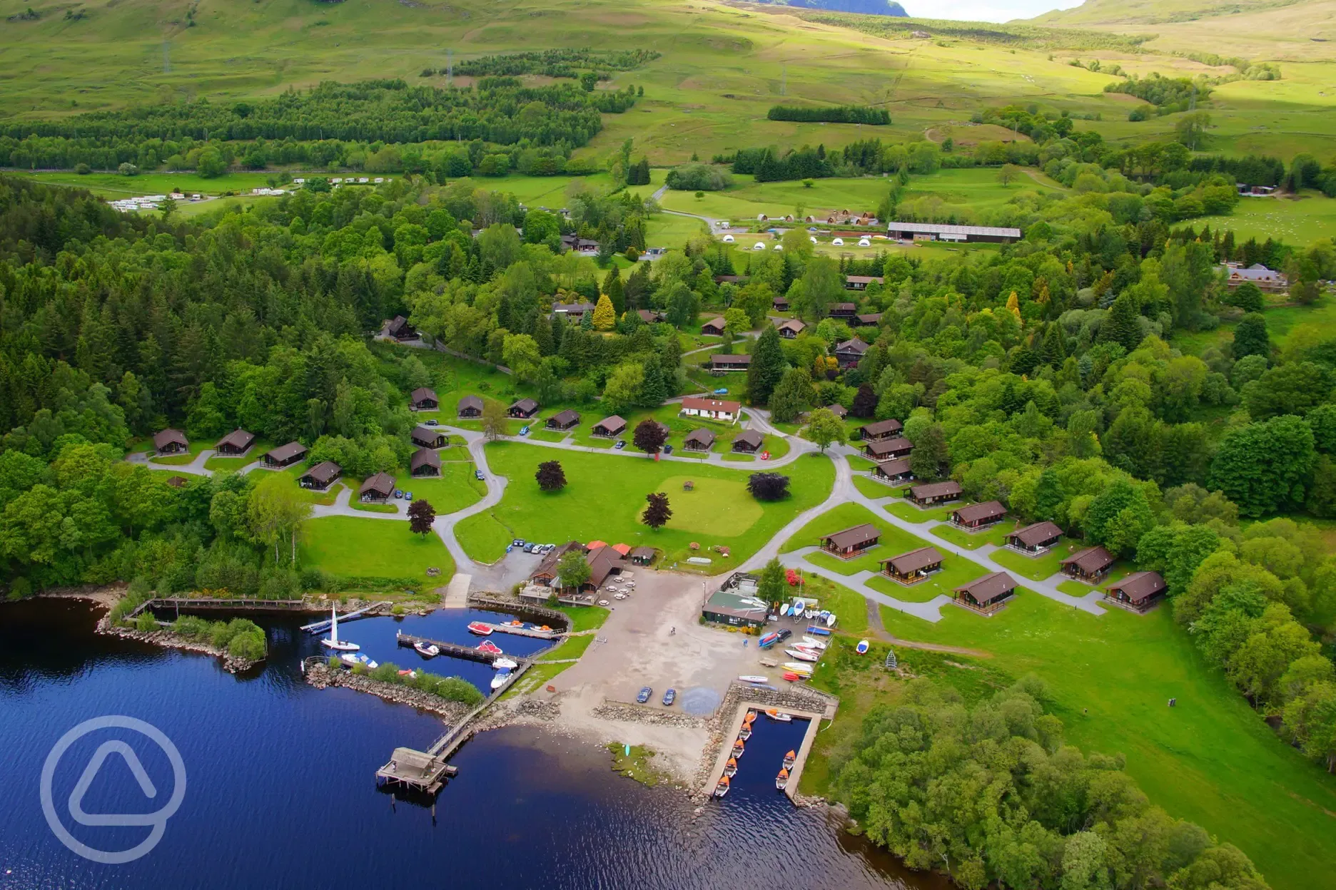 Aerial of the site and Loch Tay