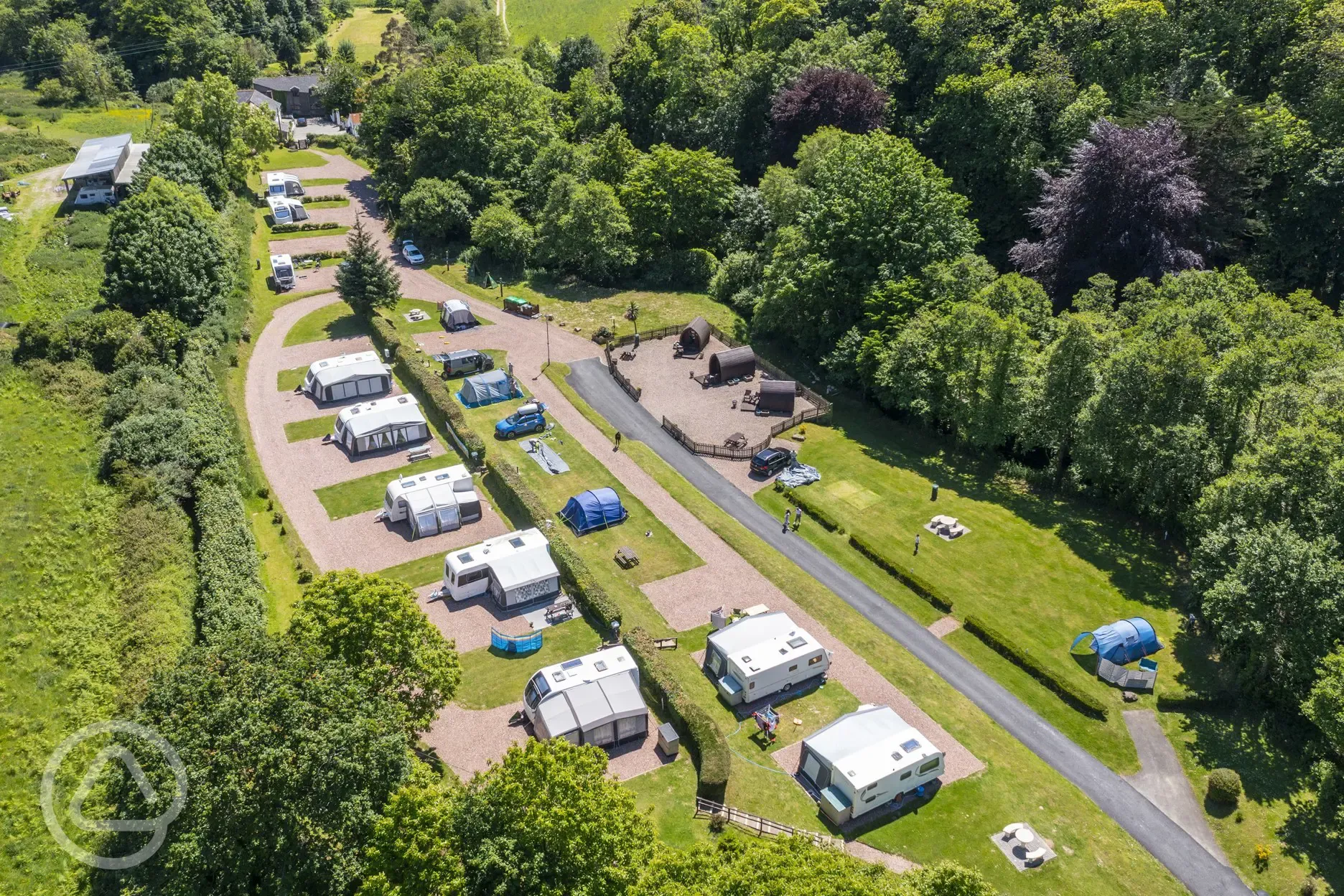 Aerial view of the fully serviced pitches