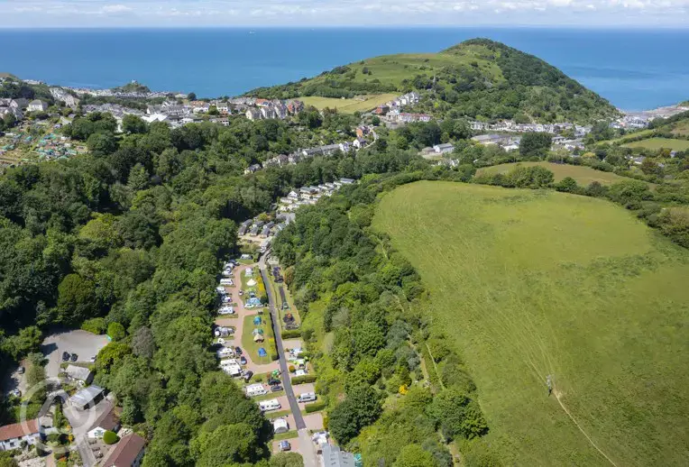 Aerial of the campsite and coast