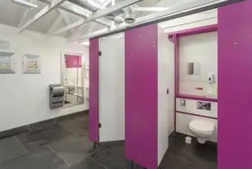 Toilets with private cubicles Toilets with private cubicles