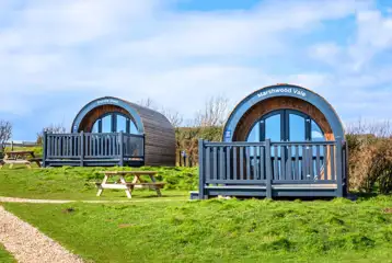 Silver glamping pods