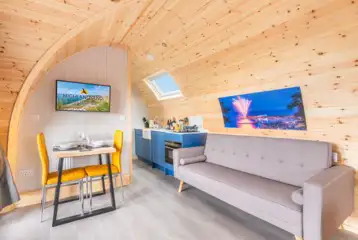 Gold glamping pod interior