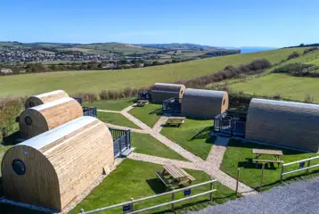 Silver glamping pods and sea views