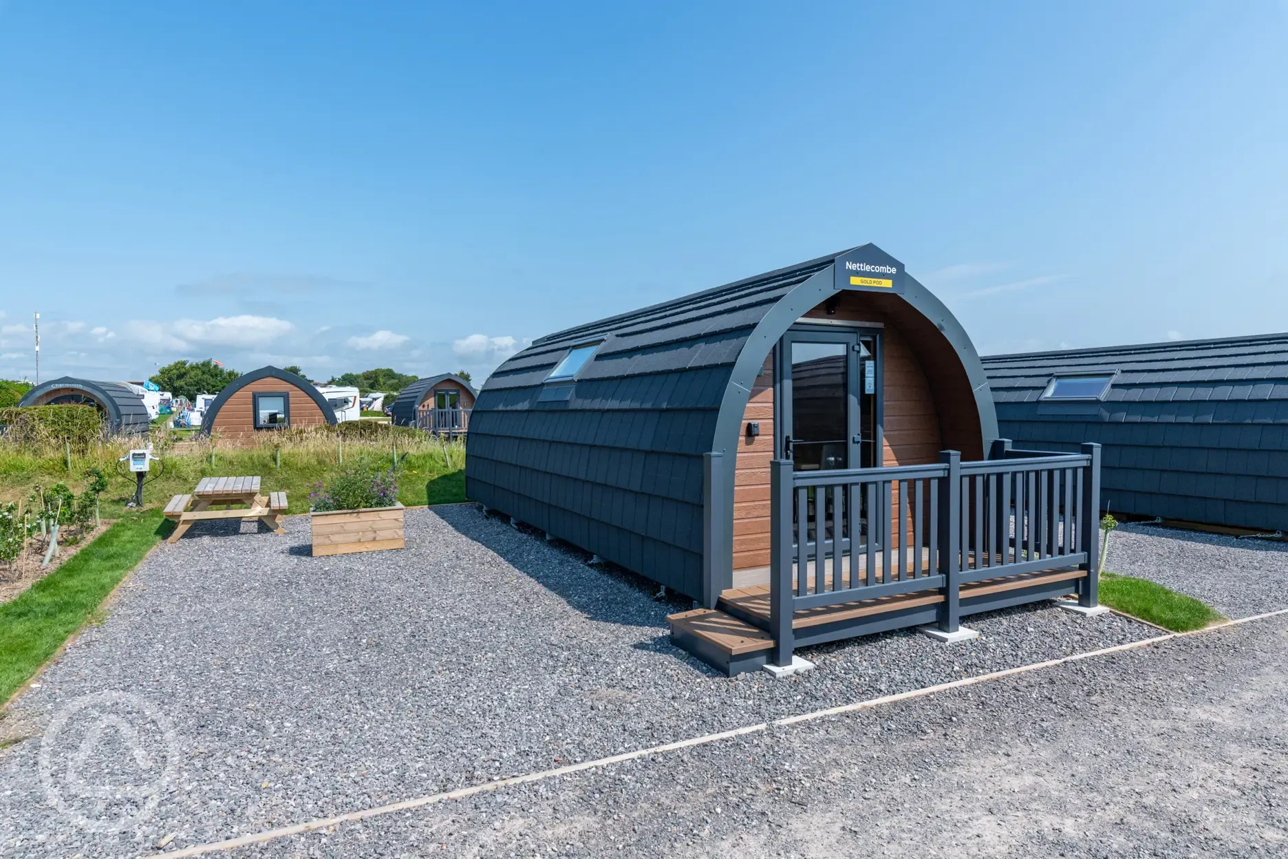 Large Gold glamping pods 