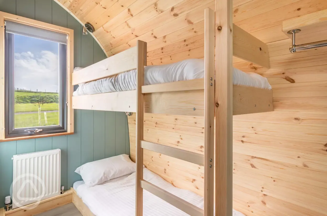 Large Gold glamping pod bunkbeds