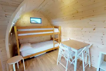 Camping pod with bunk beds and a seating area (bring or hire bedding) Camping pod with bunk beds and a seating area (bring or hire bedding)