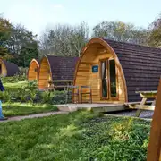 Mega pods with decking areas and seating Mega pods with decking areas and seating