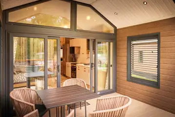 Forest glamping pod decking area Forest glamping pod decking area