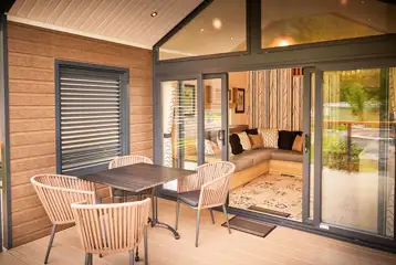 Forest glamping pod decking area Forest glamping pod decking area