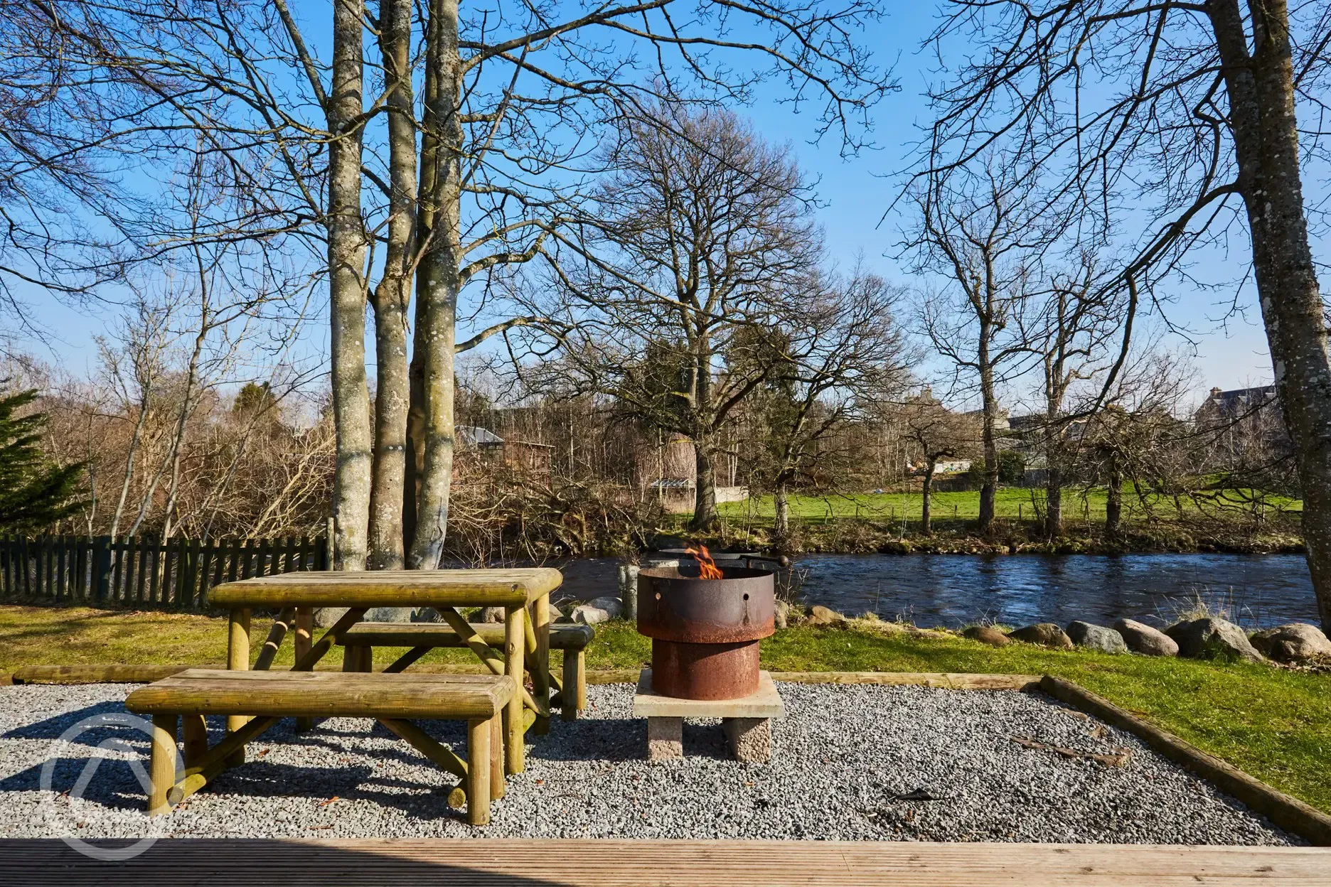 Seating area overlooking the river