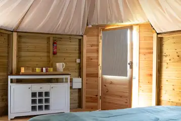 Glamping cabin interior Glamping cabin interior