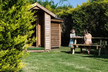 Glamping cabin outside area Glamping cabin outside area