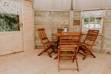 Glamping cabin dining area Glamping cabin dining area
