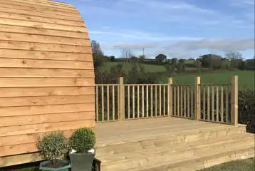 Camping pod decking and view Camping pod decking and view