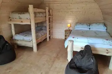 Family camping pod interior