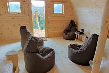 Family camping pod seating area Family camping pod seating area