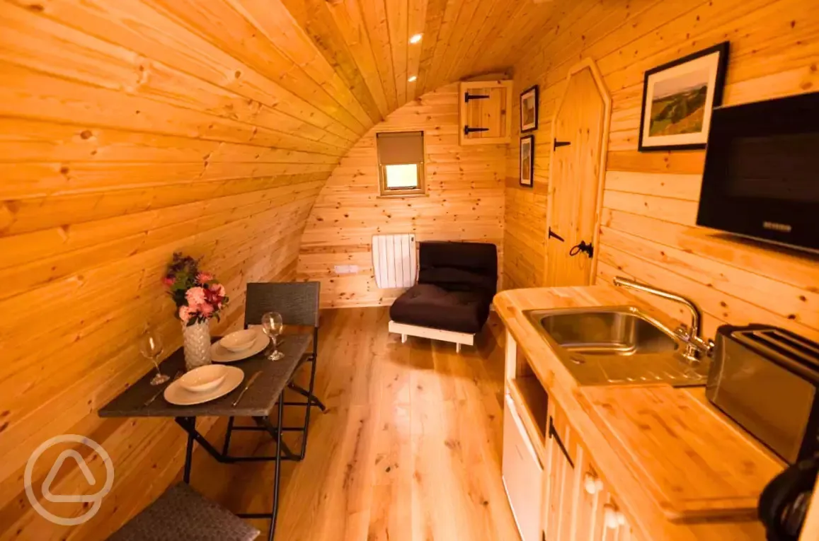 Ensuite glamping pod interior