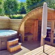 Ensuite glamping pod with hot tub at St Helens in the Park Ensuite glamping pod with hot tub at St Helens in the Park