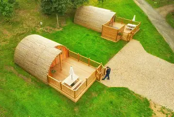 Aerial of the glamping pods