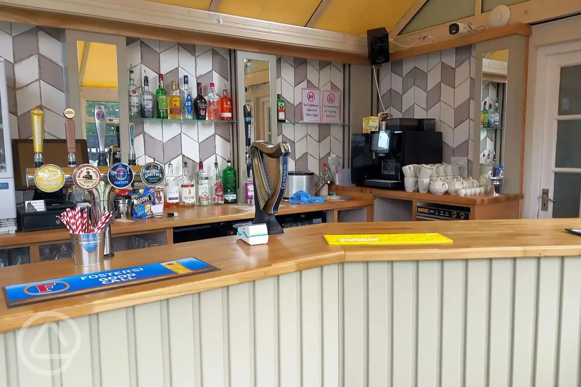 Bar area serving hot and cold drinks