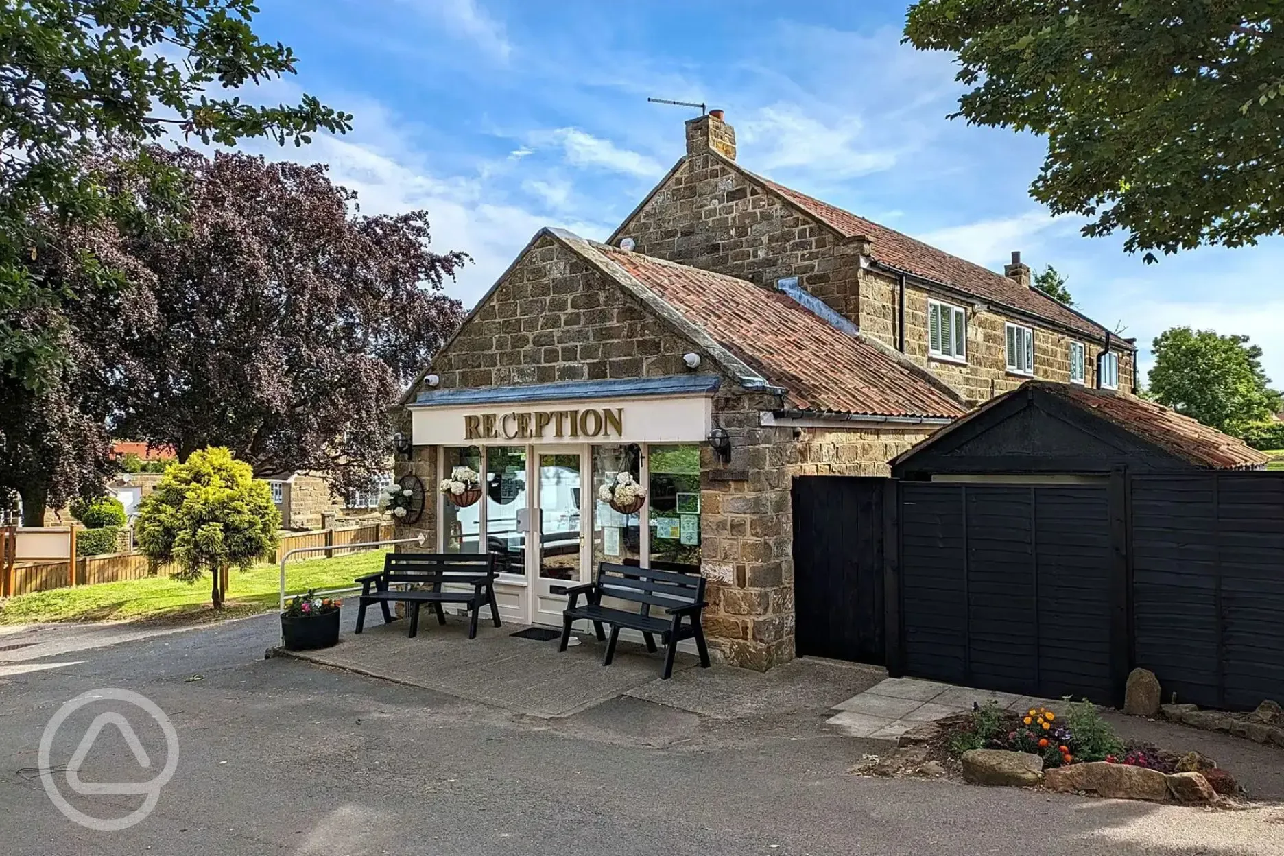 Reception area with outdoor seating