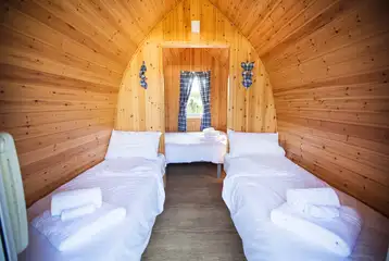 Camping pods with a double and two single beds (bring own bedding) Camping pods with a double and two single beds (bring own bedding)