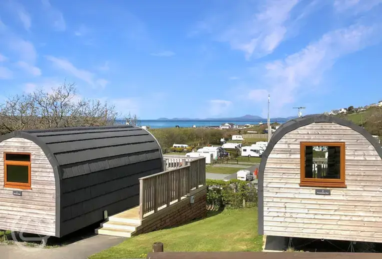 Glamping pods with sea views