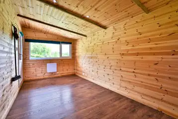 Hebog camping pod interior with heating and lighting Hebog camping pod interior with heating and lighting