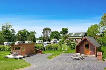 Camping pods with a picnic table