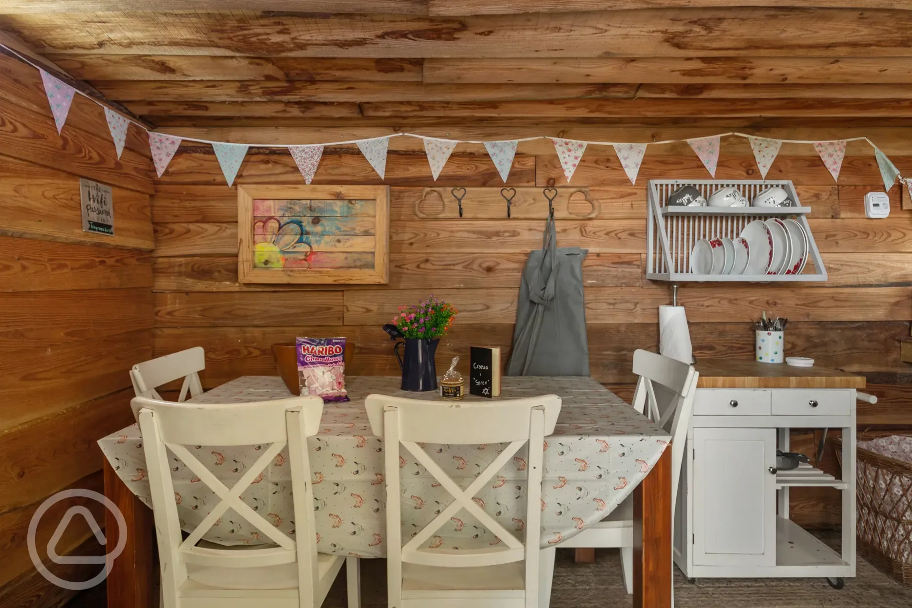 Glamping cabin interior