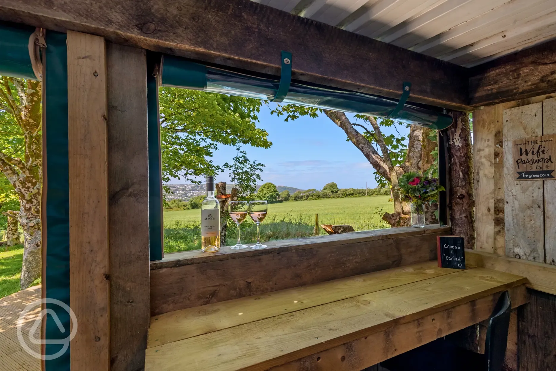 Views from the pods outdoor kitchen