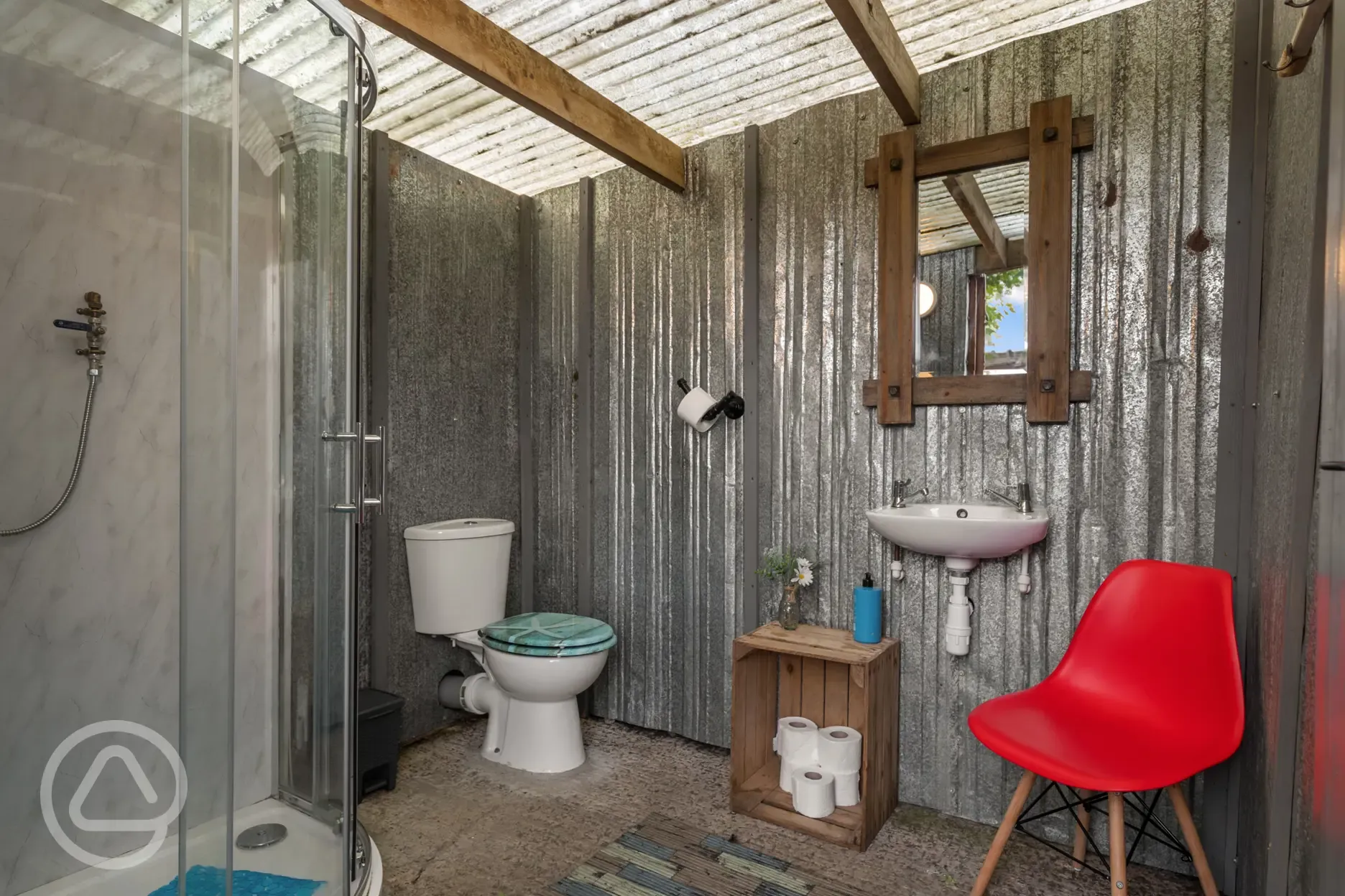 Glamping cabin bathroom