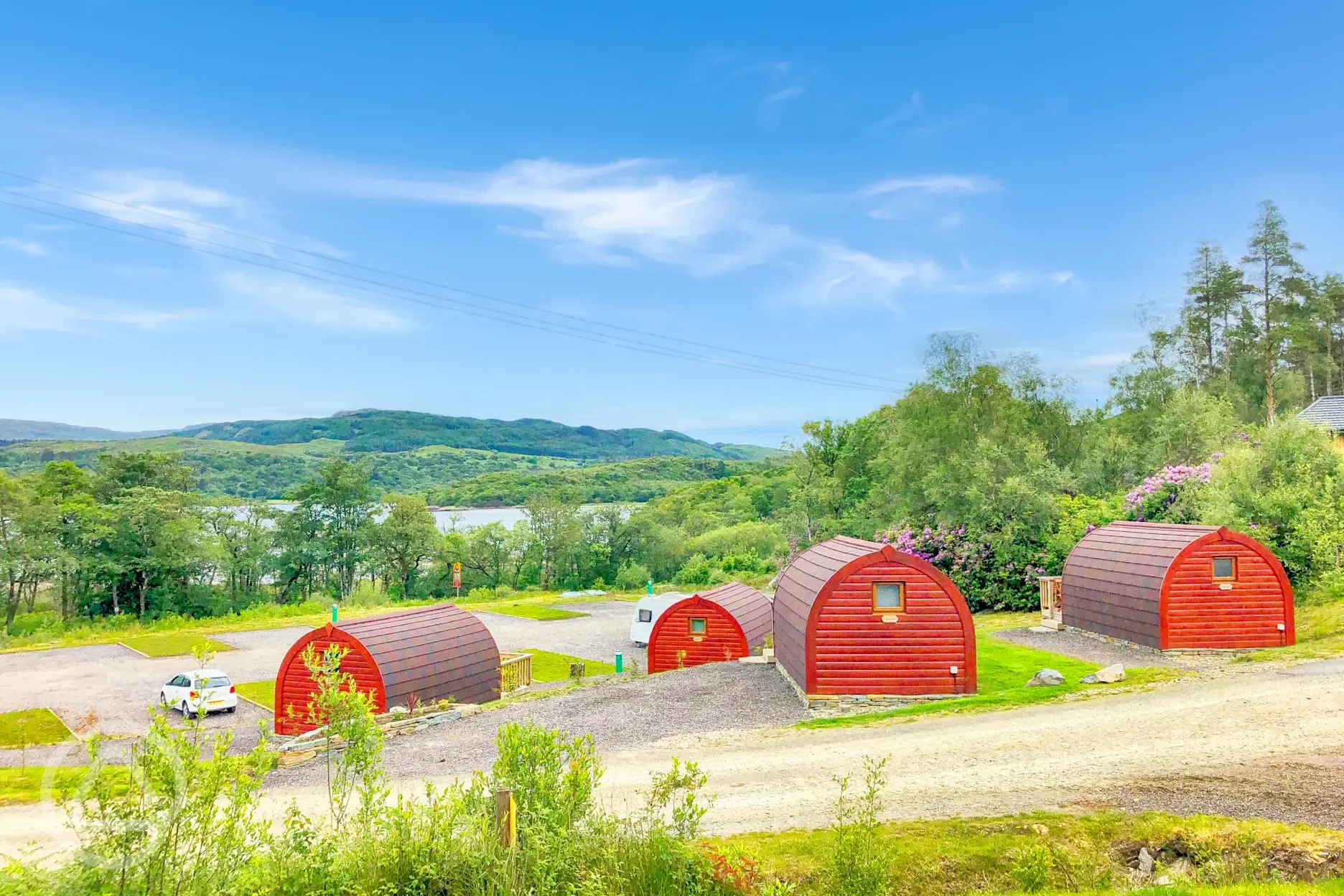 Glamping pod and views of West Loch Tarbert