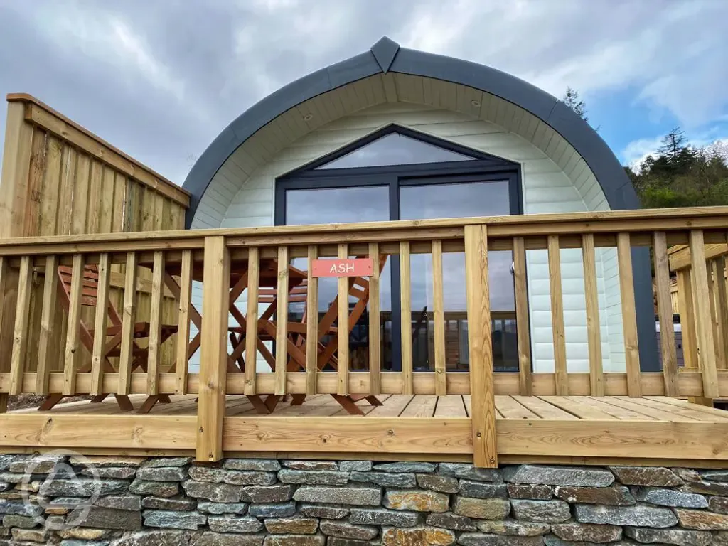 Executive glamping pod with hot tub