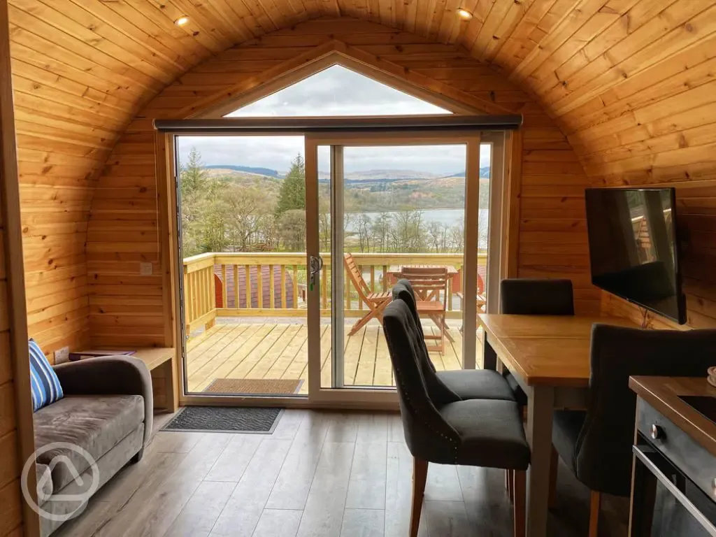 Executive glamping pod interior