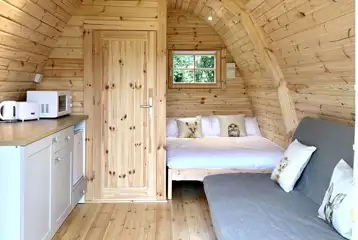Large camping pod double bed and sofa bed Large camping pod double bed and sofa bed
