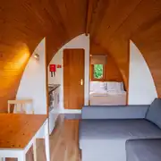Mega Pod Interior including bedding pack as optional extra Mega Pod Interior including bedding pack as optional extra