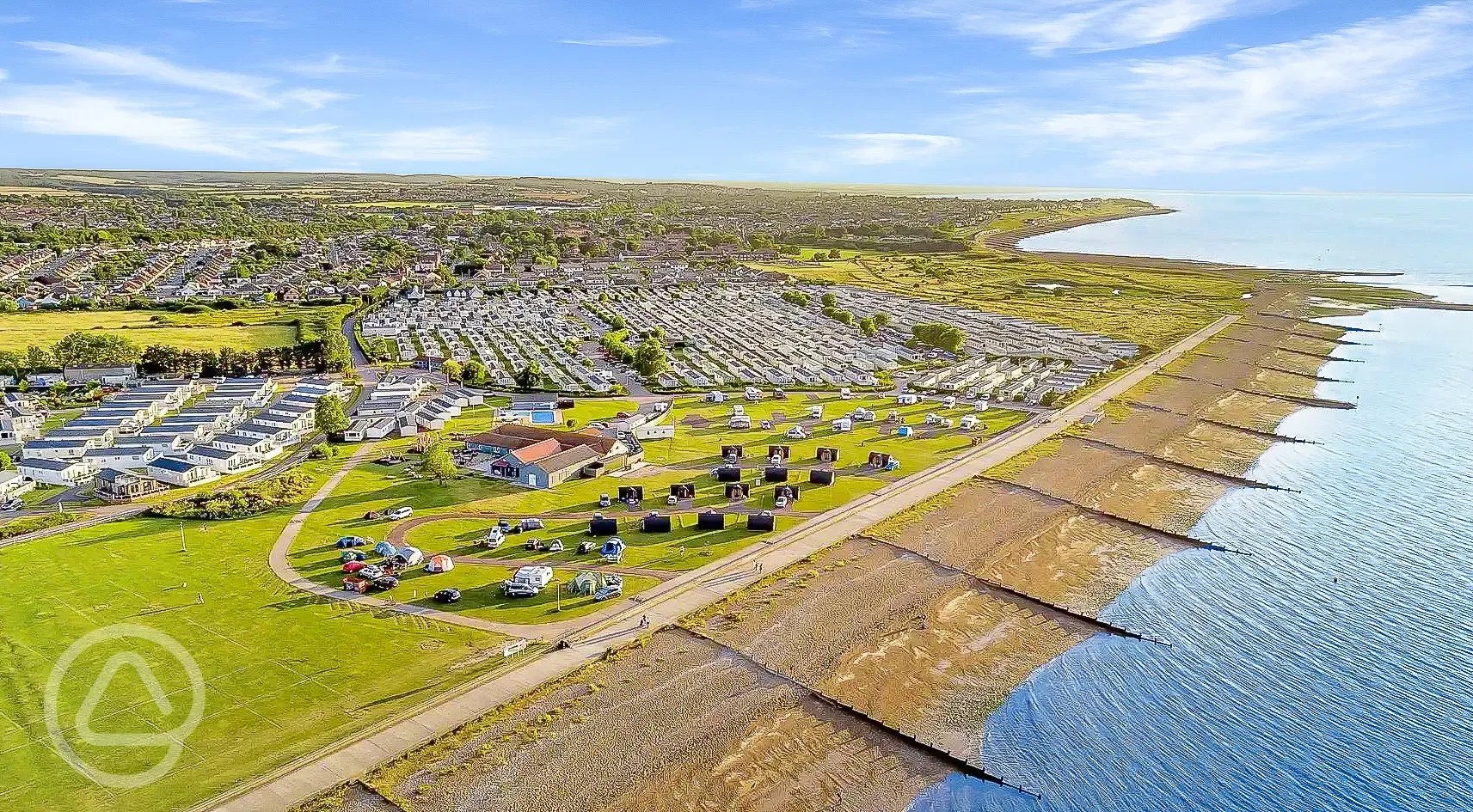 Aerial of the campsite and coast