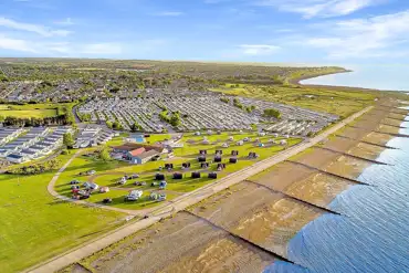 Aerial of the campsite and coast