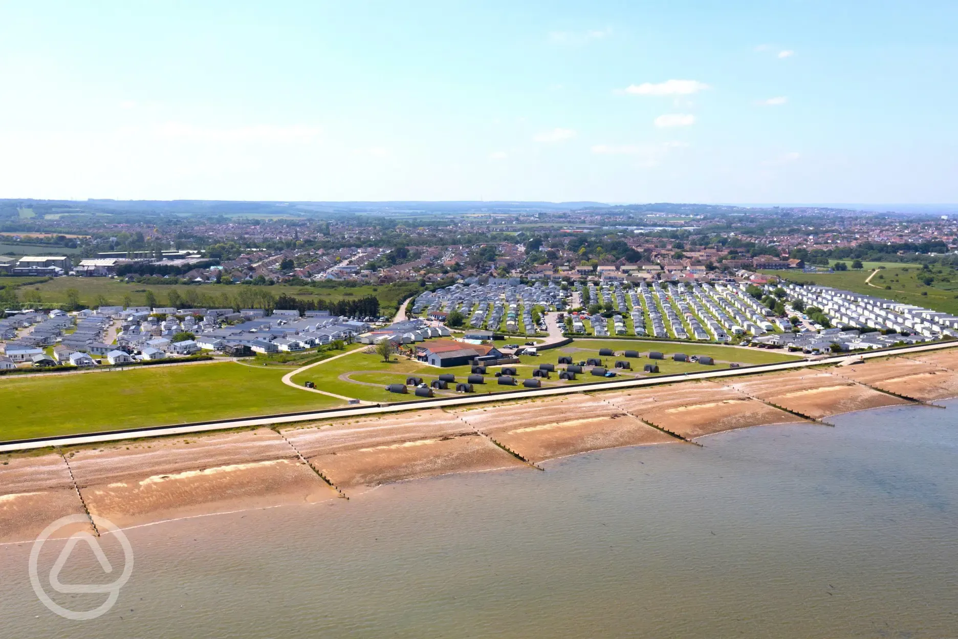 Aerial of the coastline and campsite