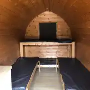 Four person camping pod interior