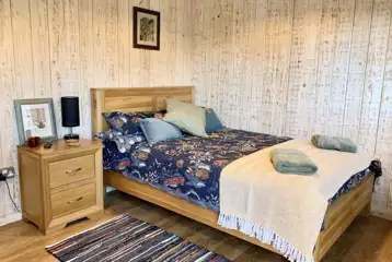 Glamping cabin double bed