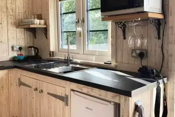 Glamping cabin kitchen