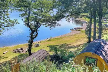 Camping pods and views of Loch Awe