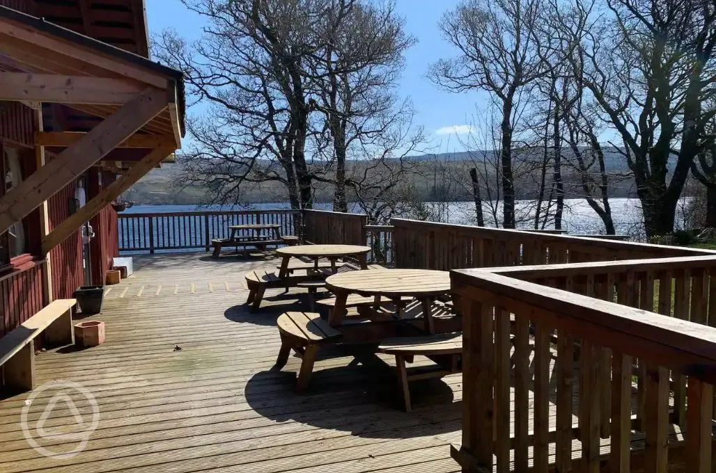 Picnic benches outside of the pub