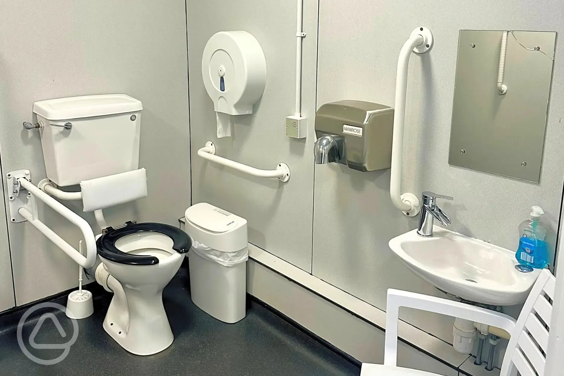 Accessible bathroom with grab rails