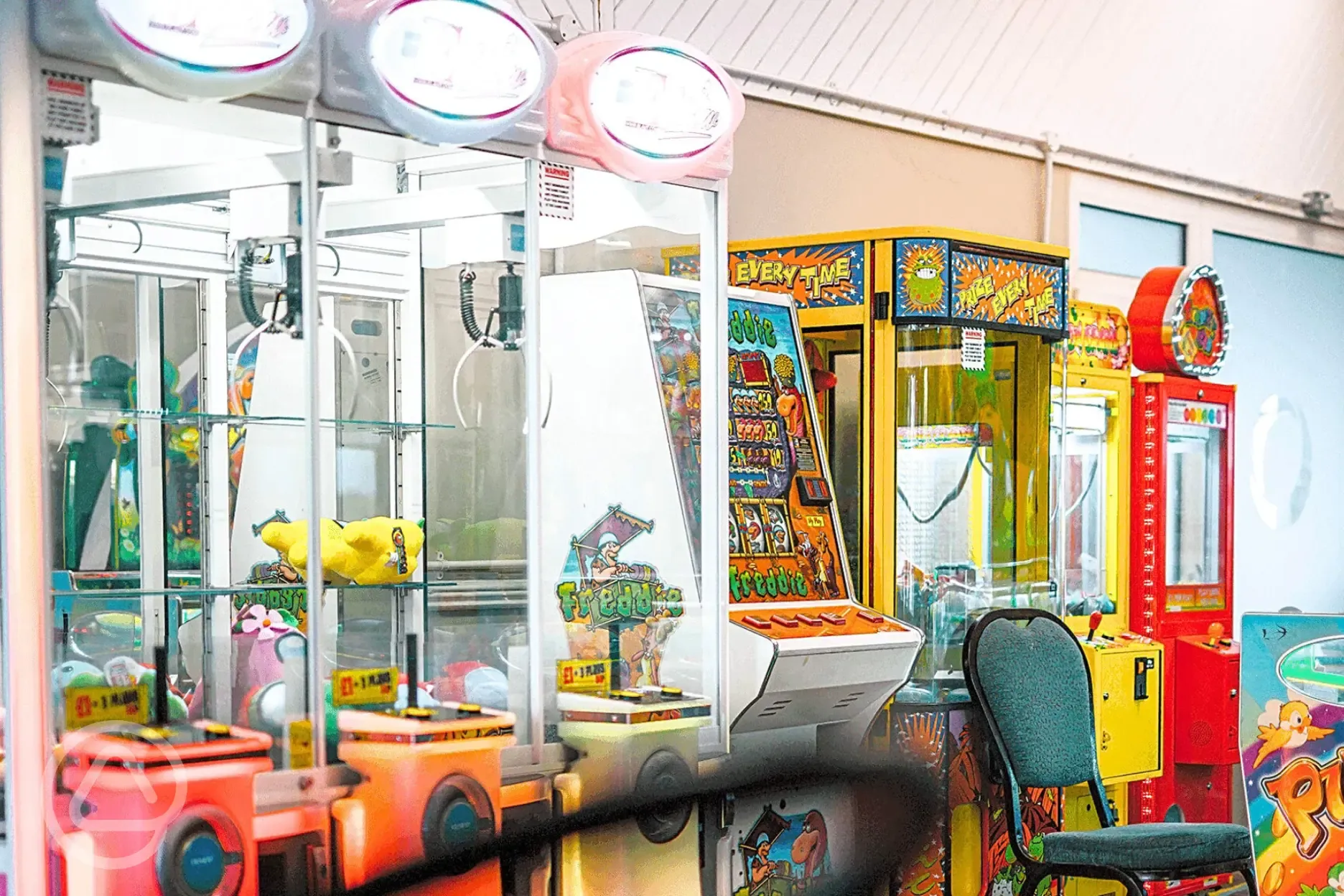Games room and arcade with grabber machines