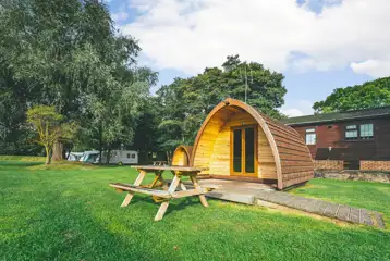 Camping pod with a decked outdoor area Camping pod with a decked outdoor area