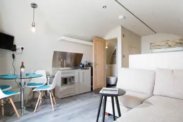 Superior ensuite glamping pod with hot tub interior Superior ensuite glamping pod with hot tub interior