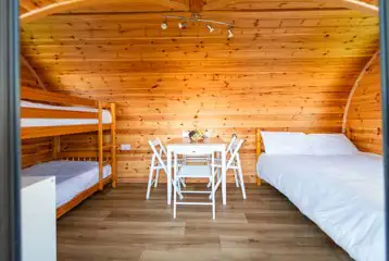 Camping pod with a double bed and bunk bed (bring or hire bedding) Camping pod with a double bed and bunk bed (bring or hire bedding)